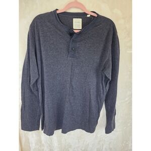 Billy Reid Mens Henley Shirt XL Gray Heather Long Sleeve Cotton Blend Casual Top